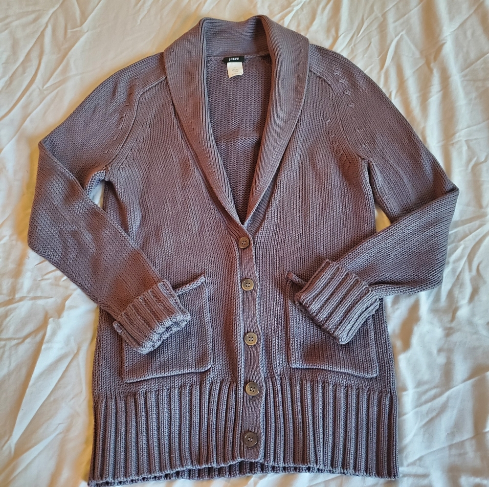 J. Crew grey cardigan with pockets SILK blend